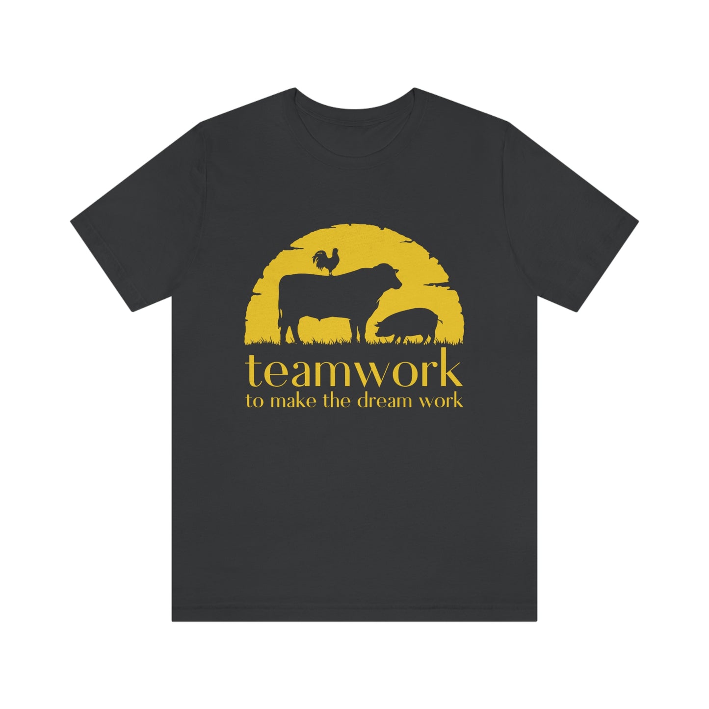 Teamwork to Make the Dream Work T-Shirt │Made in USA │Unisex - Men and Women's Cotton Tee │Farm Animals Sunset Moon