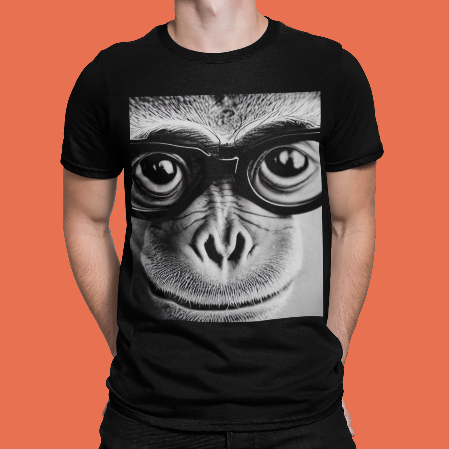 Monkey Life T-Shirt │Made in USA │Unisex - Men and Women's Cotton Tee │Monkey Wearing Glasses